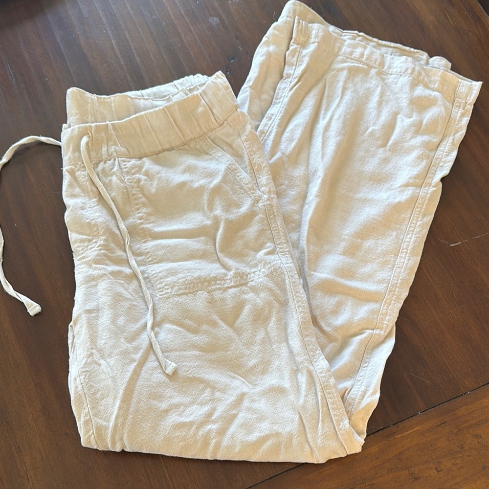 Casual Beige Drawstring Pants
